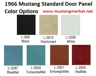 1966 66 Mustang Standard Door Panel Color Options